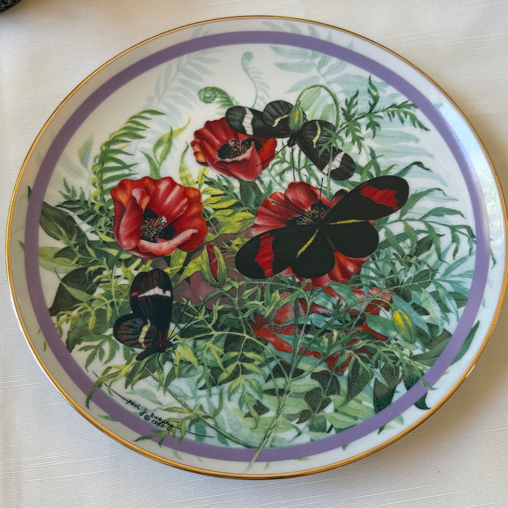 Hamilton Collection Butterfly Garden Crimson Patched Longwing Plate Paul Sweany